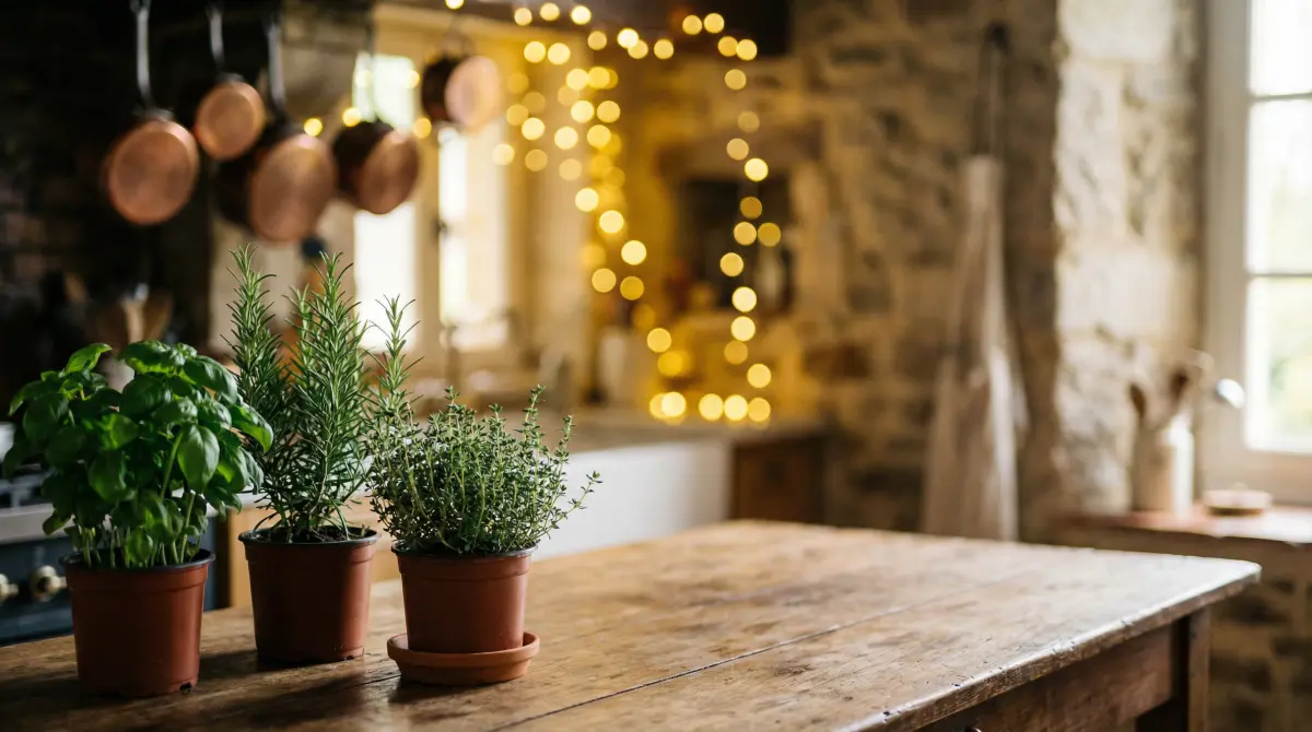 温馨厨房场景 - APP下载页背景